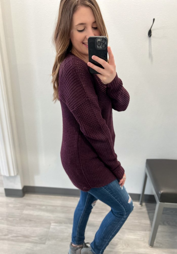 Waffle Sweater (S-3XL) - Lot21 Boutique