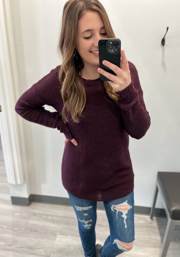 Waffle Sweater (S-3XL) - Lot21 Boutique