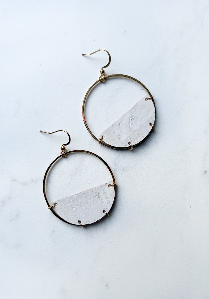 White Cork Half Moon Earrings - Lot21 Boutique